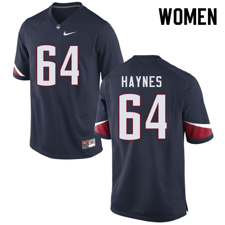 Women #64 Christian Haynes Uconn Huskies College Football Jerseys Sale-Navy - Click Image to Close